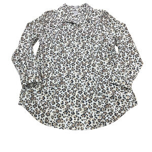 Chico's Animal Print No Iron Button Up Shirt Blouse Size 2 12/14 Mob Wife
